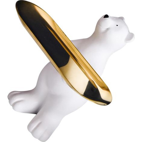 Decorative Resin Bear Figurine with Metal Storage Tray, High Load Capacity, Realistic Artistic Design for Living Rooms and Commercial Spaces (1/5)