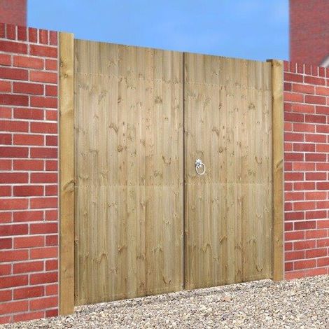 Carlton Tall Flat Top Double Driveway Gate - Pressure Treated Scandinavian Redwood - W1500 x H1800 mm