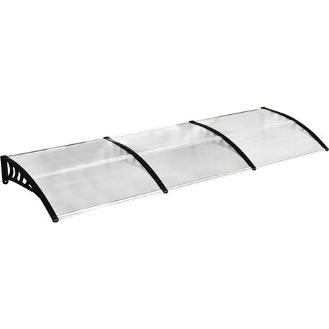 Auvent de porte d'entrée, 90 x 295 cm, adossé, avec protection UV, pare-soleil et bâche anti-pluie en polycarbonate