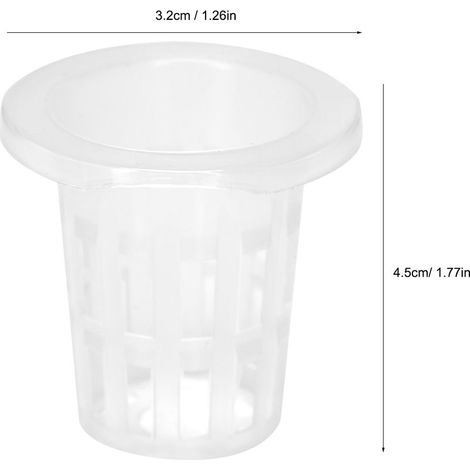 Panier hydroponique PP Transparent 10 unités pour plantes sans sol - Lot de 10 paniers hydroponiques transparents pour jardin et balcon, légers, réutilisables, diamètre 3.2cm, hauteur 4.5cm (1/5)