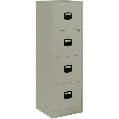 ARCHIVADOR METÁLICO 4 CAJONES , 40X40X125 CM (ANCHO X FONDO X ALTO) FORMATO A4 -CAPACIDAD CAJON 15KG- TIRADOR DE PLÁSTICO - GRIS (MONTADO)