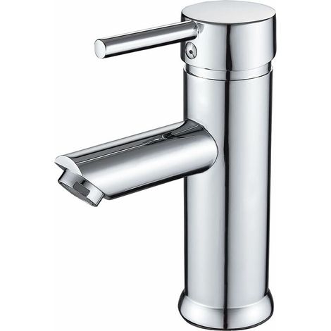 Robinet Salle De Bain Mitigeur Lavabo, Robinet Lavabo En Chromé Plaqué, Robinet Salle Moderne Robinet Lavabo, Robinet De Lavabo De Salle De Bain À Levier Simple, Laiton Massif Chromé (1/4)