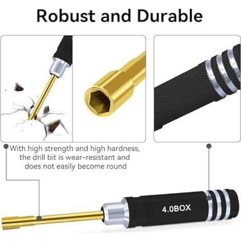 Lot de 7 tournevis hexagonaux 2,0mm 2,5mm 3,0mm 3,5mm 4,0mm 4,5mm 5,0mm kit d'outils de tournevis pour fixation roue Axial SCX24 pour modèles radiocommandés voitures bateaux hélicoptères noir (1/3)