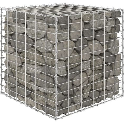 vidaXL Gabbione Letto Rialzato a Cubo in Filo di Acciaio 60x60x60 cm