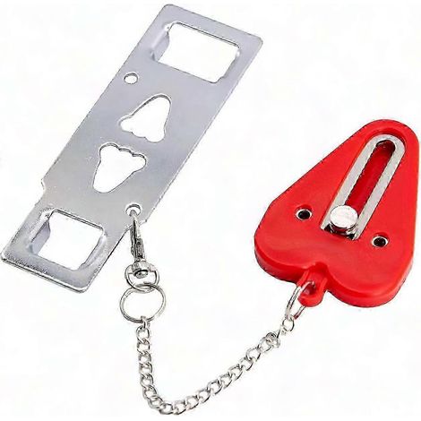 Verrou de Porte Portable pour Sécurité Domicile et Voyage - Serrure de Sécurité Essentielle pour Chambre Étudiante (Rouge) (1/5)