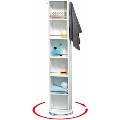Colonna girevole in mdf con specchio e nicchie di stoccaggio - bianco - Tendance