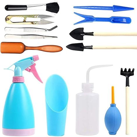 Ensemble d'outils de jardin, kit de 14 pièces pour plantes succulentes, comprenant un sécateur, un râteau et un coupe-boutures KLB (1/5)