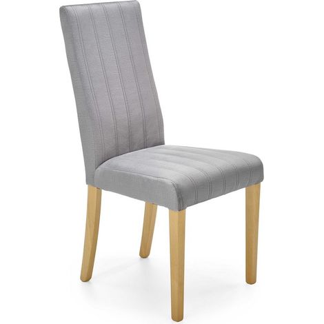 Chaise en velours gris matelassé avec pieds en bois massif KINTARO (1/5)
