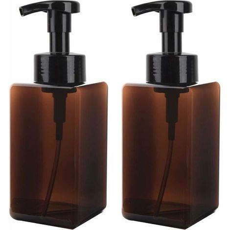 YMYNY 650ML Distributeur Savon Mousse, Lot de 2 Flacon Pompe Vide en Plastique Liquide Conteneur de Bouteille pour la Cuisine et la Salle de Bain - Marron (1/4)