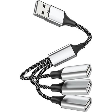 Hub USB vers USB 2.0 à triple port USB, adaptateur OTG, convertisseur de données et de charge, rallonge et répartiteur USB (1/5)