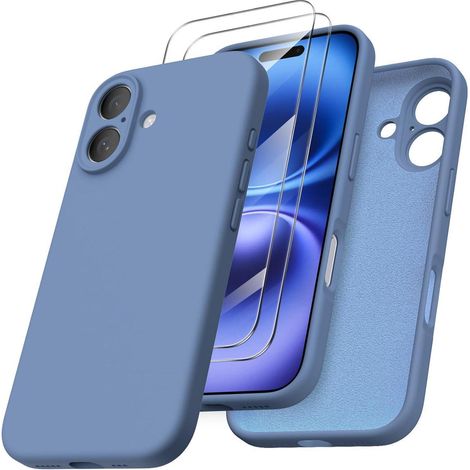 ORNARTO iPhone 16 Hülle Kameraschutz 2 Schutzfolien flüssiges Silikon 6.1 Zoll (1/5)
