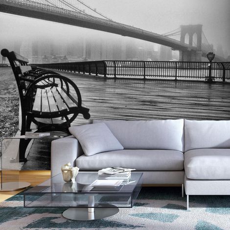 Papier peint un jour de brouillard sur le pont de brooklyn - 150 x 105 cm (1/4)