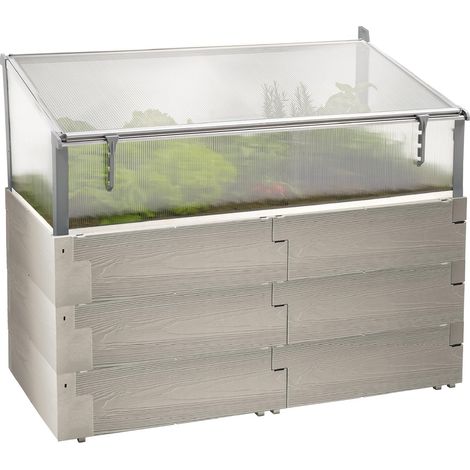 JUWEL Timber 20478 - Set combinato con aiuola rialzata, 130 x 60 cm, altezza 90/100 cm, capacità circa 360 l, alto isolamento termico, ventola per finestre, protezione dal vento (1/5)