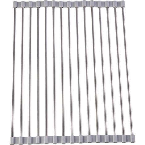 Rack De Sechage Pour Evier - En Acier Inoxydable 304 - Pliable Et Enroulable - Pour Comptoir De Cuisine - 37 X 29 Cm - 1 Piece (1/5)