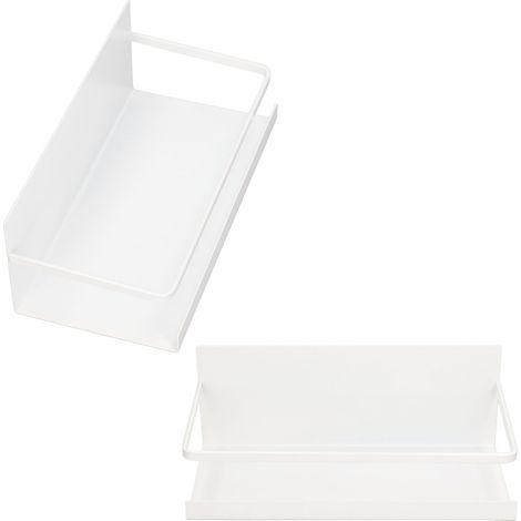 2 Pièces Rack Épices Magnétique pour Frigo avec 4 Crochets Amovibles, Gain de Place pour Bouteilles d'Huile et Épices, Blanc
