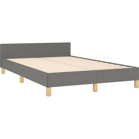 Lit avec tête de lit gris foncé 120x190 tissu Liza (1/5)