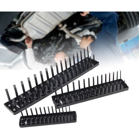 Set di 3 chiavi a bussola (1/4", 3/8" e 1/2" pollici) - Nero - Organizzatore multifunzionale per cassetta degli attrezzi (1/5)
