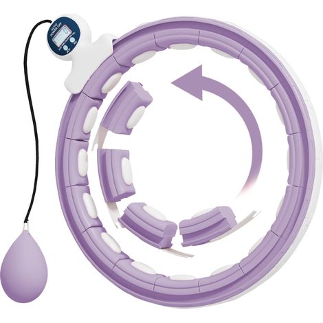Hula hoop massage à picots, cerceau ajustable 76-113 cm, 16 segments démontables, 139x4,5cm, violet. (1/5)
