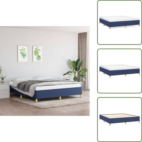 Cadre de lit sans matelas bleu 160x200 cm tissu - Cadre De Lit - Lit Double - Literie - Meuble Chambre - Chambre Adulte (1/5)