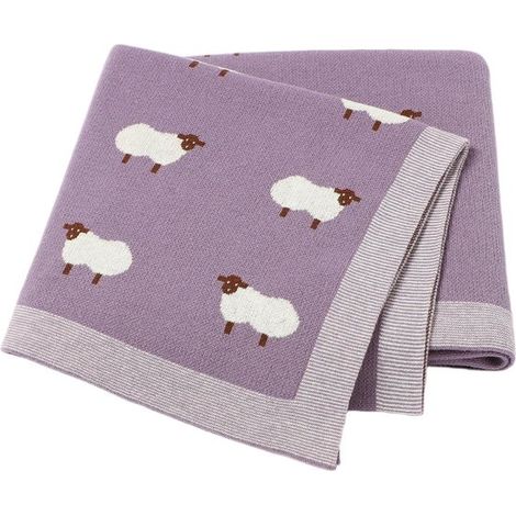 Babydecke – Doppelt gestrickt – 80 x 100 cm – Geeignet für Neugeborene – Lila (1/5)