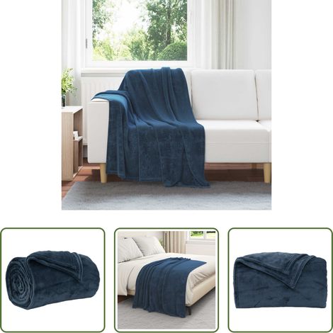 Marineblau - Überwurfdecke Marineblau 130 x 150 cm Fleece (1/5)