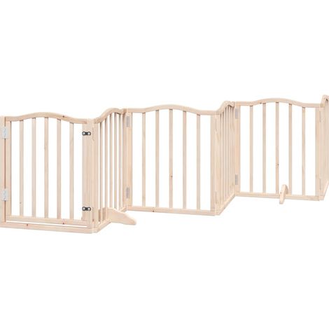 Dog Gate with Door Foldable 6 Panels 300 cm Poplar Wood vidaXL