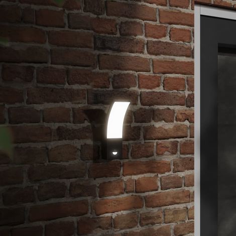 Lámparas de pared LED exterior con sensor 2 uds aluminio negro vidaXL