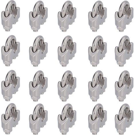 20 Pinces de Serrage en Acier Inoxydable pour Câbles de Gréement - JINFGERNE - Résistantes à la Corrosion, Idéales pour Systèmes de Garde-Corps et Bannières (1/5)