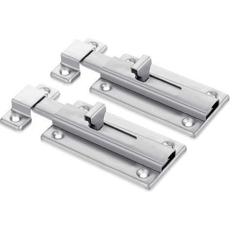 Lot de 2 verrous de porte de salle de bain, 10 cm (4 pouces), avec vis, en acier inoxydable RY