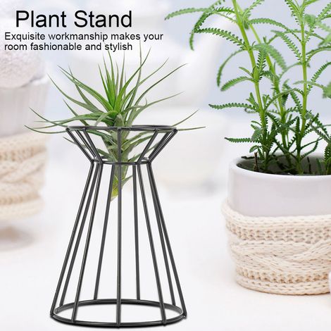 Support à plantes géométrique en forme de tour Enneagon en fer, suspension à fleurs, étagère à plantes de jardin (noir) (1/5)