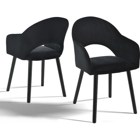 Goeurvant Sillas de comedor cómodas con respaldo en forma de media luna y reposabrazos ergonómicos, La combinación perfecta de soporte y estilo - Juego de 2 - Negro