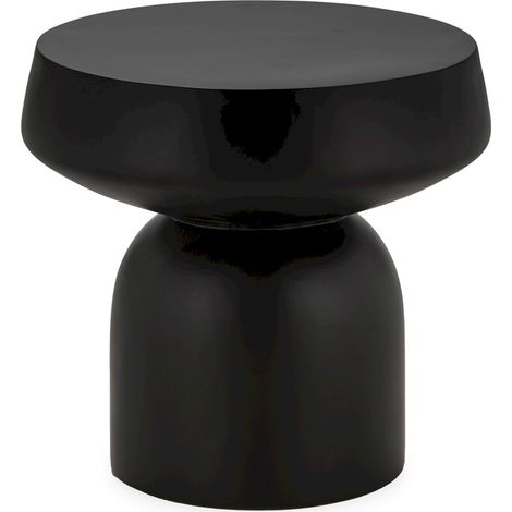 Table d'appoint noire en fibre de pierre design moderne - noir profond mat