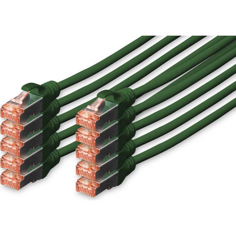 DIGITUS CAT 6 S/FTP Patchkabel, 10 Stück, 1m, grün (DK-1644-010-G-10)