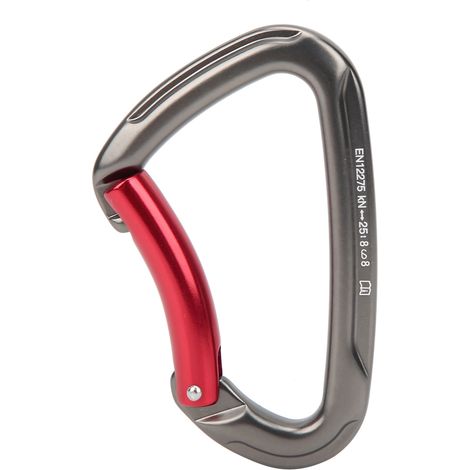 Mousqueton de sécurité D en aluminium aéronautique, verrouillage automatique 25 kN, gris et rouge, idéal pour escalade et alpinisme (1/3)