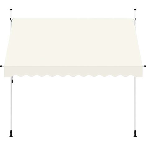 Auvent Marquise manuel rétractable, Store Banne pour Jardin Balcon Terrasse, 300 cm Crème OIB7173E (1/3)