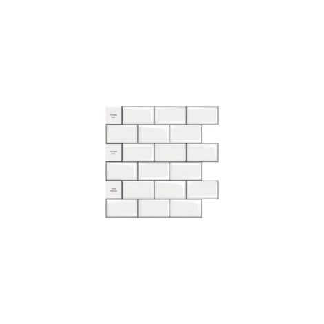 30 x 30 cm große 3D-Wandaufkleber, 10er-Set PVC-Wandaufkleber in Tafeloptik mit schwarz-weißem Fliesenmuster für Küche und Bad – Crezuo (1/4)