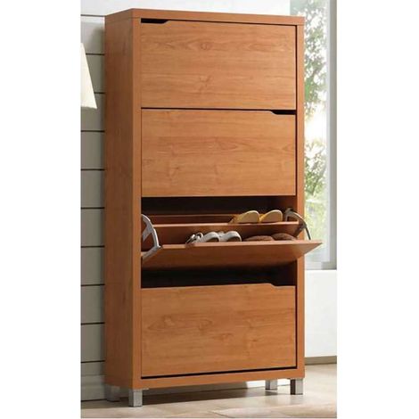 Zapatero 4 puertas kubox acabado teka, 79 cm(ancho) 155 cm(altura) 24 cm(fondo)