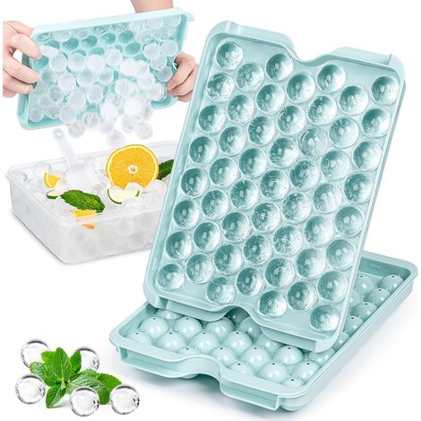 Bacs à glaçons ronds avec couvercle, démoulage facile, lot de 2 (123 cavités) (1/5)