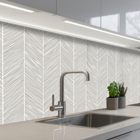 Kitchen Splashback Classic - Herringbone - Gray 150x80 cm (1/5)