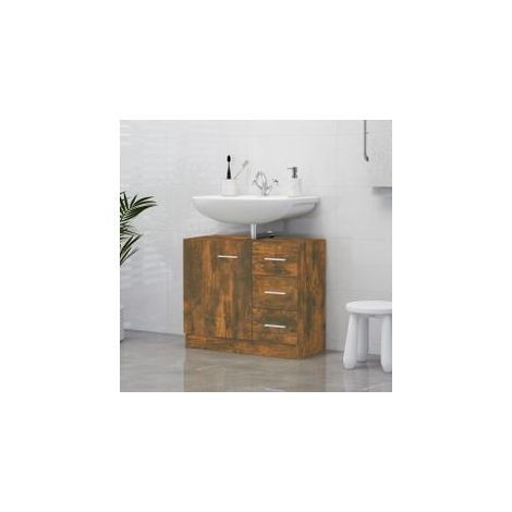 Armoire de lavabo Chêne fumé 63x30x54 Bois d'ingénierie (1/5)