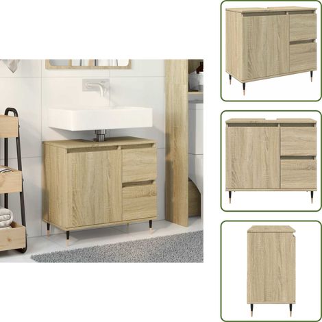 The Living Store Badschrank Sonoma-Eiche 65x33x60 cm Holzwerkstoff - Holzschrank