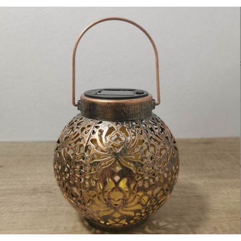 Lampada solare da giardino in ferro, impermeabile, per recinzioni esterne, illuminazione decorativa per casa e giardino, faretto da esterno, ideale per feste in giardino, patio, tavolo da pranzo, vial (1/5)