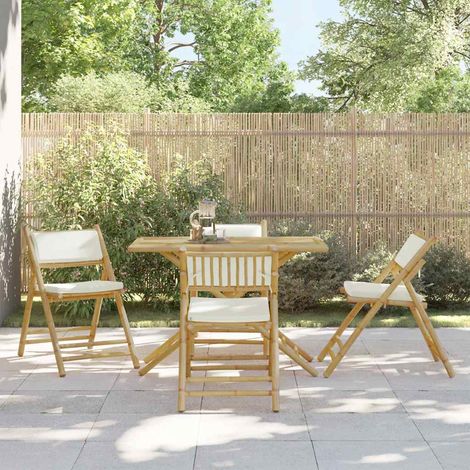 Maison Exclusive - 5-tlg. Bistro-Set Klappbar mit Cremeweißen Kis (1/5)
