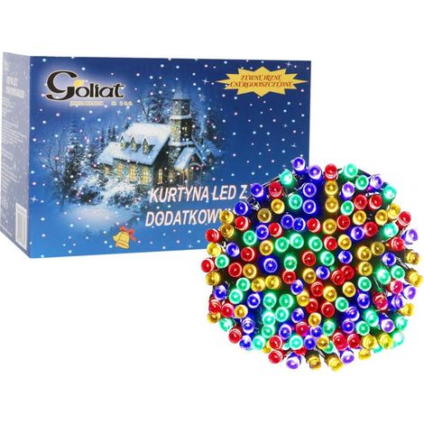 Cortina de luces LED extensible con 100 luces de copos de nieve de colores. (1/5)