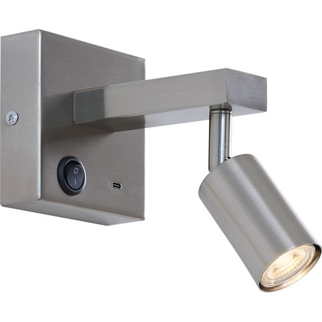 Moderne Stahl Wandleuchte mit USB-C Neigbar - Rex