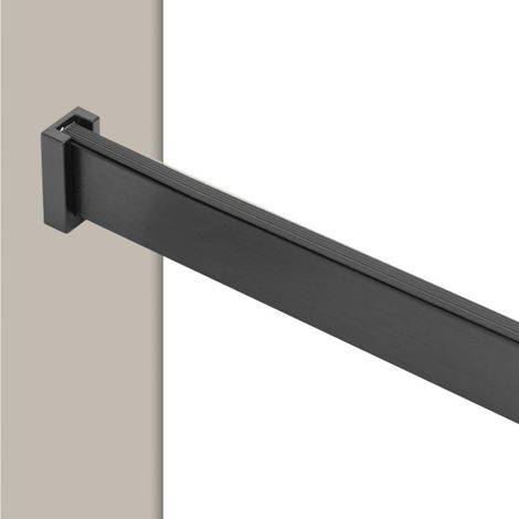 Tringle à vêtements en métal brossé noir barre de suspension robuste et peu encombrante pour armoires et dressings. (1/5)