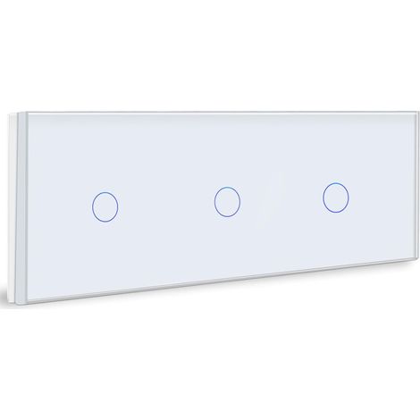Interrupteur Tactile Mural Blanc,Triple 1 Gang 1 Voie Commutateur de Lumière avec LED Affichage Light,Interrupteur Tactile avec Panneau en verre trempé 500W,240V (1/5)