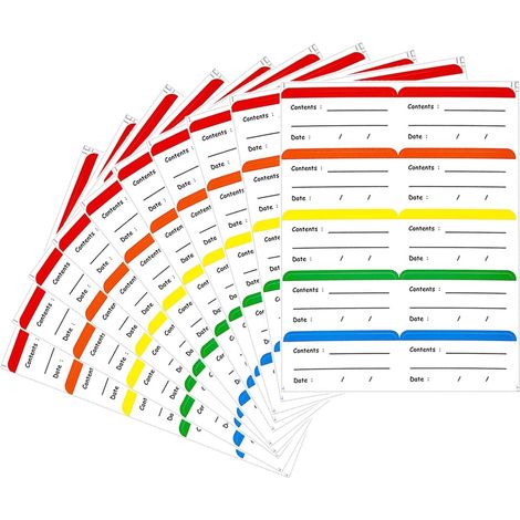 200 étiquettes autocollantes pour congélateur - 3 x 6 cm - 5 couleurs - 17,8 x 13,3 cm (1/5)