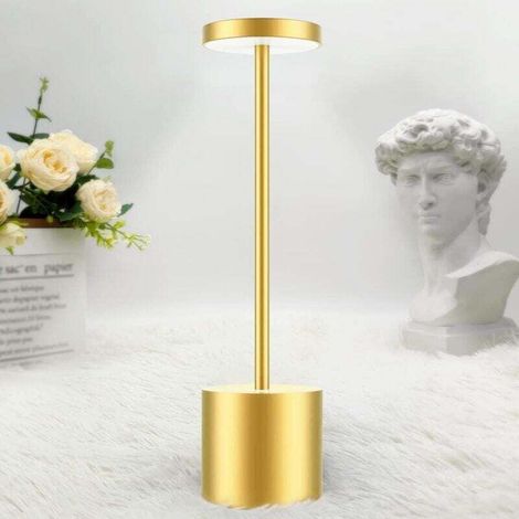 Lampe de table rechargeable sans fil Ulisem, lampe de bureau LED 5000 mAh, design en métal avec chargement USB, 3 modes de couleur pour chevet, terrasse, restaurant, extérieur