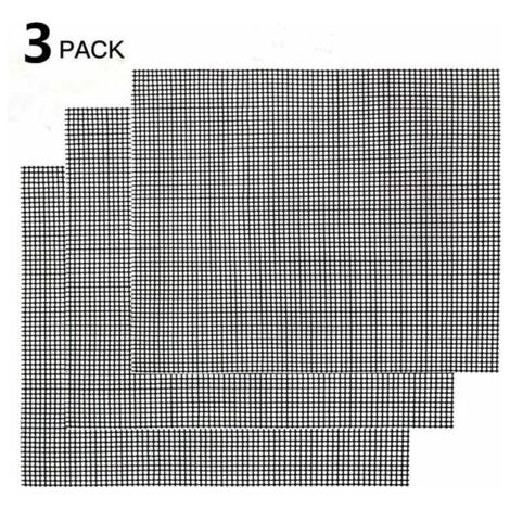 BUNTHAUS Grille de barbecue,Grille Barbecue Tapis de Cuisson Antiadhésif 3 Pièces Feuille de Cuisson Réutilisable Résistante à la Chaleur de Gril, pour Le Barbecue D'intérieur et Extérieur (Noir, 42 (1/4)